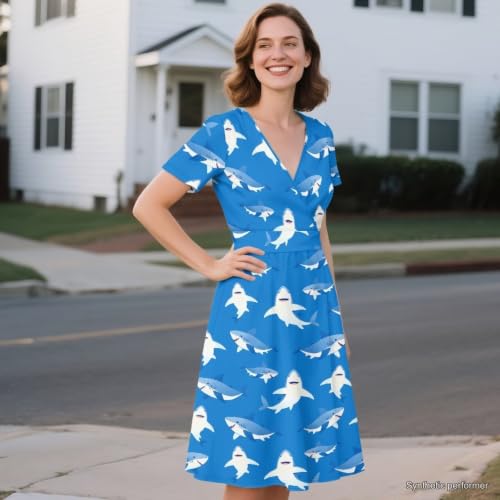 Image of Women's Summer Dresses Short Sleeve Formal Dresses with Pockets | Lightweight polyester fabric delivers cool airflow during hot summer outdoor activities