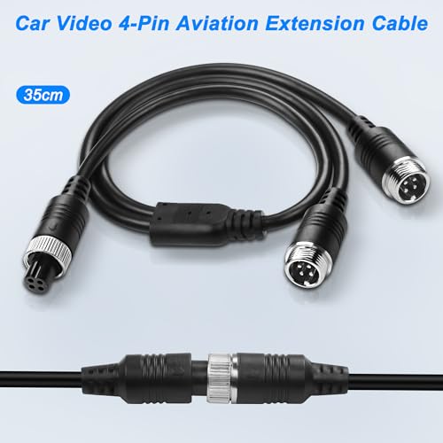 Image of MEIRIYFA Car Video M12 4Pin Aviation Extension Cable Adapter 1 Female to 2 Male Aviation Y Splitter Converter Wire for CCTV Rearview Camera Car Truck Vehicle Backup Monitor-40CM