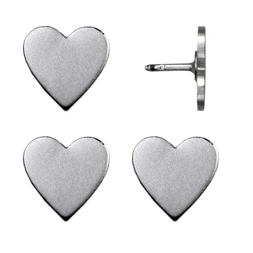 Image of Big Silver Heart Push Pins - Large Silver Metal Heart Map Pins - for Cork Board, Maps, or Lapel Pin Use - Designed in USA - Set of 4