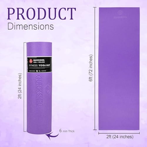 Image of Yoga mats Exercise Mat Anti-Skid Water /Dirt Proof Lightweight easy to Carry for home and gym workouts for men women children with Carry Strap (2fts x 6fts) (6mm Thickness) (PURPLE)