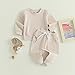 Tiacham Tiaham Baby Boy Clothes Girl Outfits Fashion Sweatshirt Sweat Pant Kids Toddler Tops Pant Sets (K Beige, 6-12 Months)