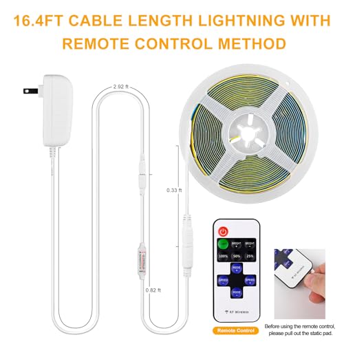 Tira de LED COB Flexible 16.4 pies 1600 LEDs Blanco Frío miniatura 4