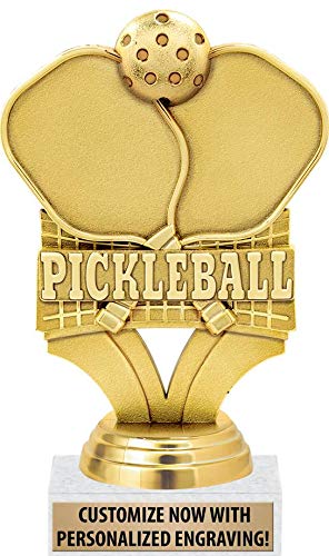 Crown Awards Pickleball Trophies, 6" Gold Pickleball Trophy Award, Personalized with Your Own Engraving