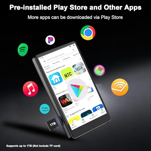 Image of MP3 Player with Bluetooth and WiFi, 4 inch Touch Screen Music Player with Spotify, Play Store, Pandora, Audible, Amazon Music, Android MP4 MP3 Player