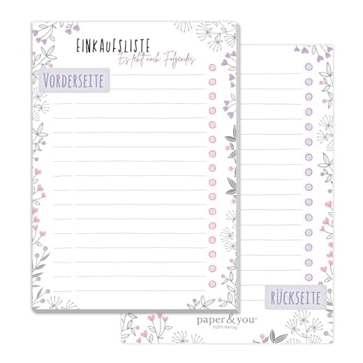 paper&you A6 Einkaufsliste Block