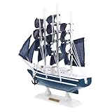 Lurrose 24cm Segelboot Modell Holz Segelschiff Modell Dekoration Nautische Ornament Mediterrane Dekorationen für Arbeitszimmer Wohnzimmer