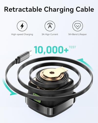 Image of USB-C Charger Block, 45W GaN 2 Port Fast Charging w /Built-in Retractable C Cable & Foldable Plug, PD /PPS for iPhone 16Pro Max /16 /Pixel 9 pro /Galaxy /iPad /MacBook (Black)