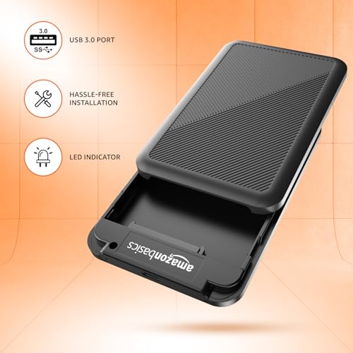 Amazon Basics 2.5" USB 3.0 HDD External Hard Drive Enclosure | Tool-Free Setup | Enhanced Grip, Non-Toxic ABS | Versatile Compatibility with... - Image 2