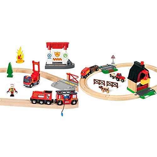 Sale!! Brio 33815 Rescue Firefighter Set | 18 Piece Train Toy with a Fire Truck, Accessories and Woo...