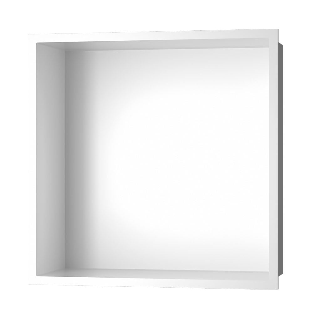 Kibath Hornacina Nicho de empotrar Cuadrada de 30 x 30 cm Acabado Blanco Mate Fabricado en Acero Inoxidable