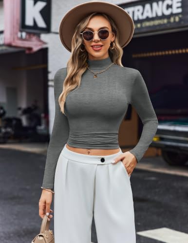 Image of Ekouaer Womens Turtleneck Shirts Long Sleeve Lightweight Fitted Thermal | Mock Neck, Soft Base Layer Tops, Underwear Stretchy Fit, Buttery Soft Undershirts, Fashion Winter Clothes