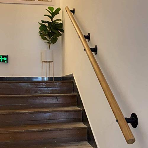 Rampe d'escalier de sécurité en bois brut de pin avec supports de fixation - 3