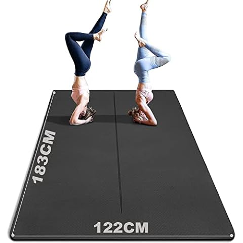 6' x 4'(183×122cm) Large Yoga Mat, 0.31"(8mm) Extra Thick Yoga Mat Double-Sided Non Slip, TPE Yoga Mats for Women Men, 24 Sq.Ft(2.23m²) Large Exercise Mat for Home Workout, Yoga, and Pilates, Black Cover