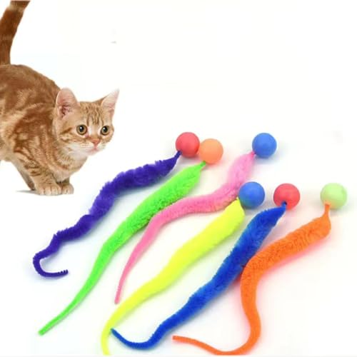 Herjiore 6 Stück Lustiges Katzenspielzeug, Wiggly Ball Katze, Hüpfball, Interactive Toy for Cats, Perfekt für Katzen Jeden Alters. (monochrom)