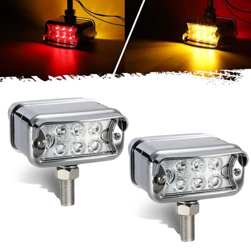 Luces de posición intermitentes 12 LED rectangulares cromadas para parachoques de camión Peterbilt 3