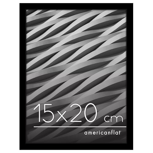 Americanflat Marco para Fotos 15x20 cm en Negro - Marco de Fotos de Moldura Fina con Cristal Irrompible, Accesorios para Colgar y Pie - Visualización Horizontal o Vertical