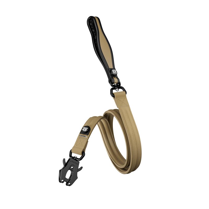 Bullyion ® Original Equipment Dog DUAL SWIVEL LEAD – Durable Adjustable Pet Lead, Anti Tangle, Softcell Handle, Lockforce Clasp - For All Dogs – Length 1.2m (GRENADIER TAN)