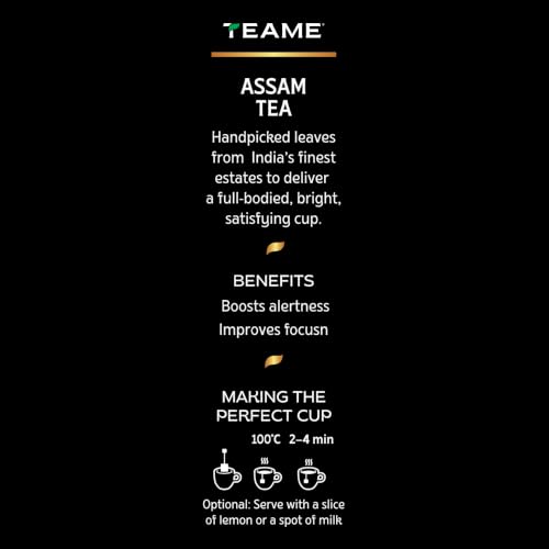 Image of TE-A-ME Energise Premium Assam Black Tea Bags, 25 Count | Crafted for a Bold Start to Your Day | Rich Malty Flavor | Full-Bodied Brew | Sugar Free | No Artificial Colors or Flavors