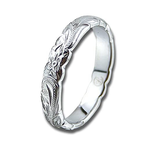 (アロハロカヒ)Aloha lokahi ハワイアンジュエリー リング サージカルステンレス バレル カットアウト スクロール プルメリア ステンレスシルバー 24号