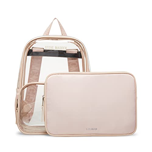 Steve Madden Womens CLEAR Backpack With Tech Pouch, Nude