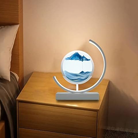 HIMALO Moving Sand Art Table Lamp, 360° Rotation Flowing Sand Painting Night Light, Table Lamp Flowing Sand Painting, (with Remote Control) remote control Cover