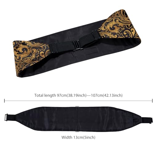 Image of Dubulle Mens Cummerbund and Bow Tie Set Paisley Floral Pretied Bowties for Men Pocket Square Cufflinks Wedding Business