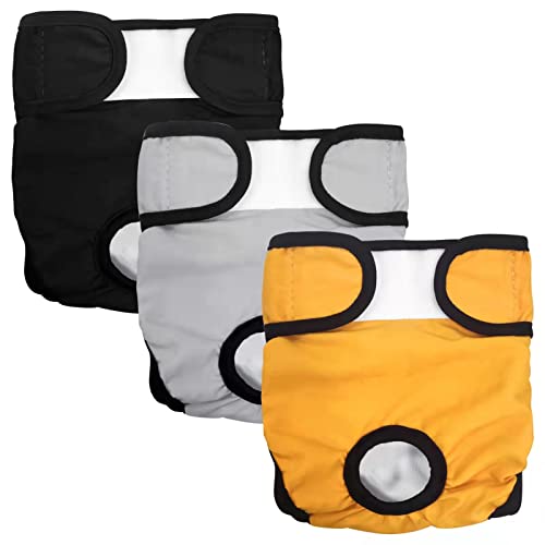 TNFUU 3 Stück Wiederverwendbare Hundewindeln umweltfreundliche und Saugstarke Damenbinden Höschen mit Klettverschluss, waschbare Läufigkeitshose Cover