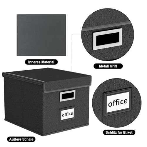 Boîte dossiers suspendus A4 pliable avec couvercle pour archives bureau