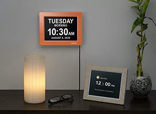 American Lifetime, Newest Version, Day Clock Extra Large Impaired Vision Digital Clock with Battery Backup and 5 Alarm Options Great Gift Ideas, 2 Pack Brown Wood - Thumbnail 6