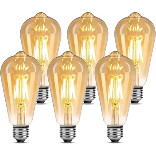 Lepro Ampoule LED E27, Blanc Chaud 2500K 470LM Ampoules E27 Edison Vintage, 4.8W Équivalent 40W, LED E27 ST64 Décorative Rétro pour Maison Bars Café Restaurant, Non Dimmable, Lot de 6