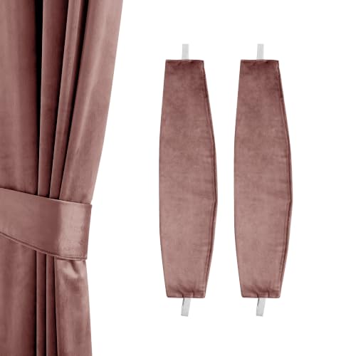 StangH Velvet Tie Backs for Curtains Wide Rose, 21 inches Length, 2 Packs
