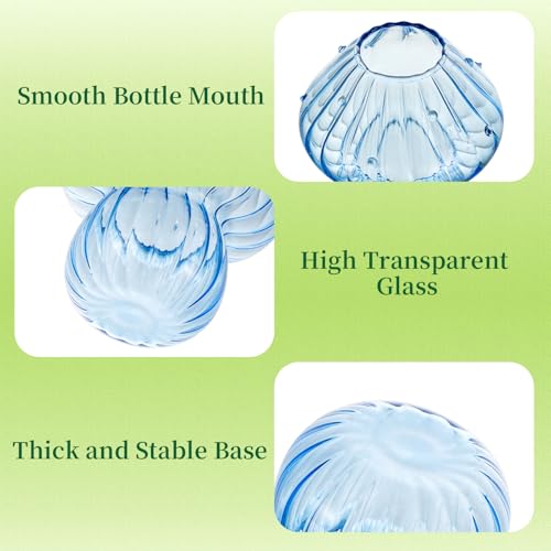 Hewory Hewory Pilz Deko Vase Glas: 3er Kleine Vasen für Tischdeko - Süßes Fliegenpilz Deko Terrarium Glas Propagation Station mit Holztablett - Ästhetik Mini Vasen Bunt Geschenke für Frauen Deko Wohnzimmer - Zusatzansicht 4 | Tischdekoration