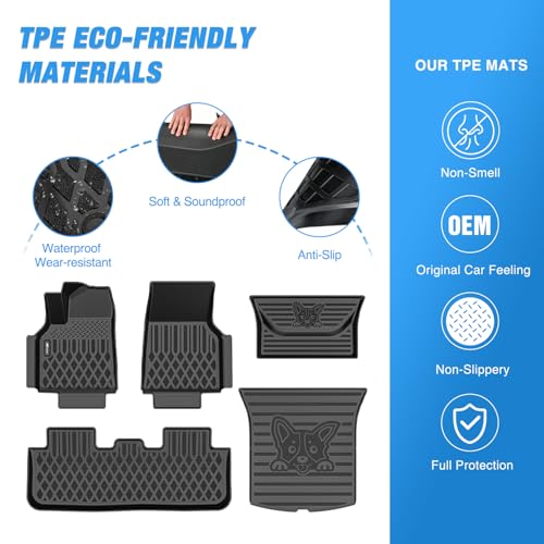 Image of Nilight TPE Floor Mat & Cargo Mats Set for Tesla Model Y Juniper 2025 2026 | All Weather Custom Fit Heavy Duty Floor Liners