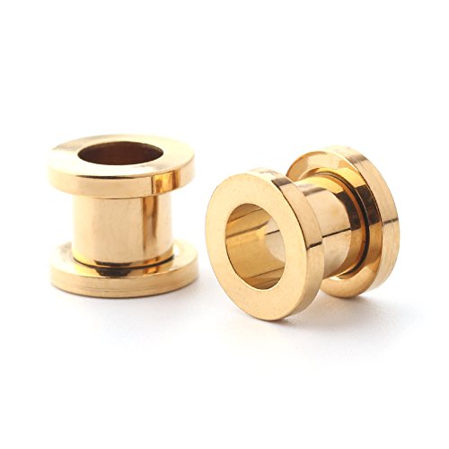 Ruifan 16pcs Surgical Steel Screw Tunnel Gauge Ear Expander Stretching Kit Plugs Piercing -8 Pairs 14g-00g (1.6mm-10mm)3