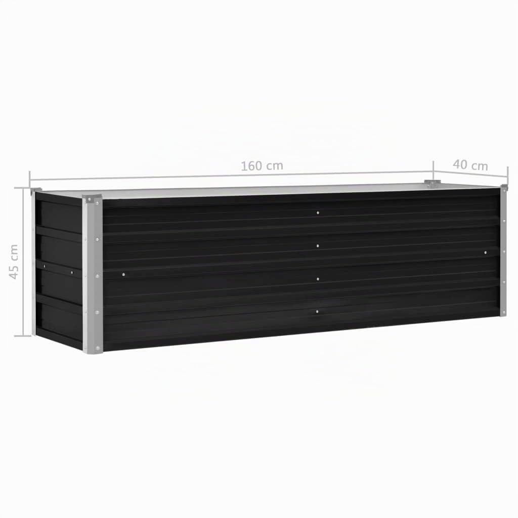 Tidyard Jardinière Anthracite 160 x 40 x 45 cm Acier galvanisé