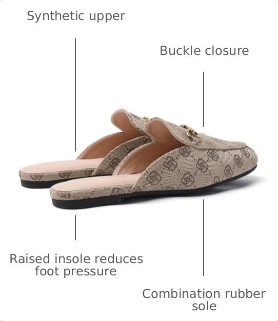 Image of Minorsu Buckle Mules for Women Flats Loafers Shoes for Work Office Business | Slip on,Round Toe,Backless,Slides, Casual