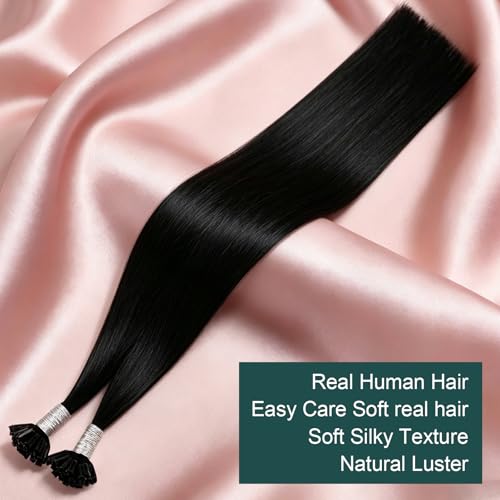 Image of Easyouth Jet Black U Tip Hair Extensions, 22 Inch 50G 50S, for Wedding