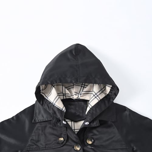 Kids Girls Loose 𝗪aterproof Hooded Jacket Button Closed Long Sleeve Coat Solid Color Windbreaker Jacket for Girls2