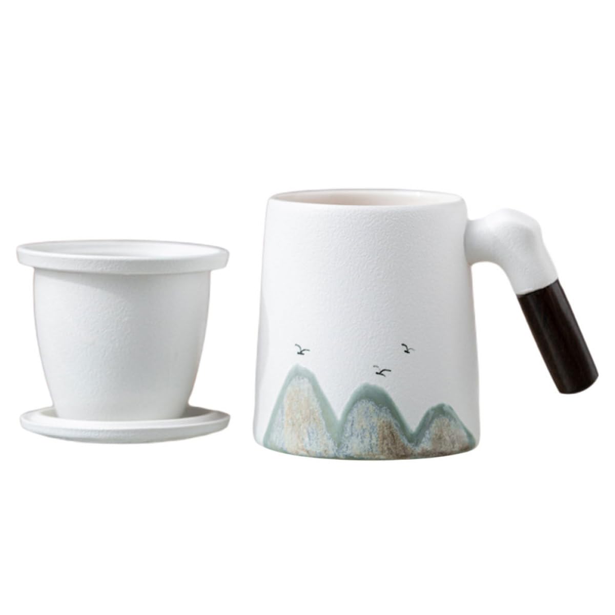 SEWACC Taza De Cerámica Con Infusor y Tapa, Capacidad Media, Filtro Integrado, Color, Adecuado Para Infusión De Té Suelto, Uso Doméstico y Desayuno, Diseño Compacto y Portátil
