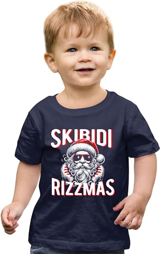 5T Navy Toddler Skibidi Rizzmas Cool Santa Funny Christmas Toddler T-Shirt