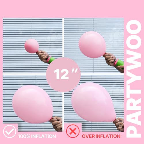 Image of PartyWoo Pink and White Balloons 65pcs 12 Inch Light Pastel Baby Metallic Pearl Pink Matte White Confetti Balloons for Gender Reveal Wedding Bridal Girl Baby Shower Princess Birthday Party Decorations