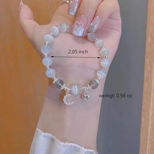 Star Moon Bracelet for Women Moon Stone Beaded Bracelet Opal Glaze Bracelet Stars Moon Planet Bracelet Handmade Jewelry for Women4