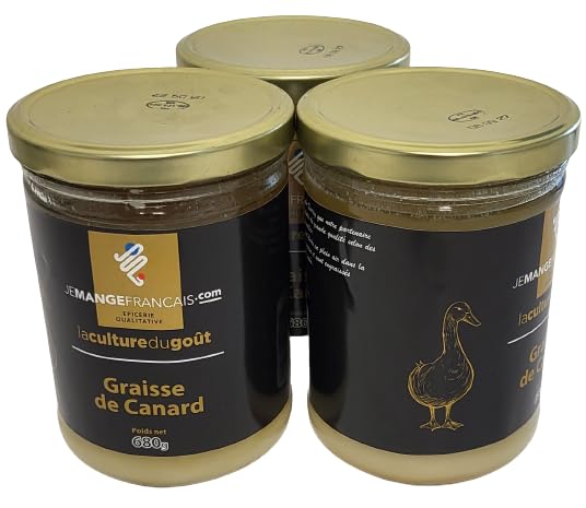 Graisse de Canard par lot de 3 - Conserve en verre de 650 g poids net chacune - Origine France