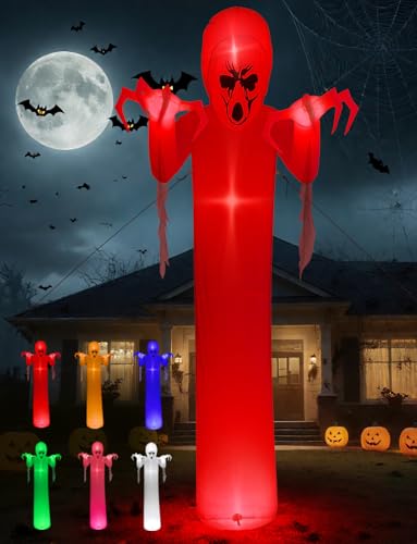 Elegear 12FT Giant Halloween Inflatable with Flowing Gauze, 7-Mode Color