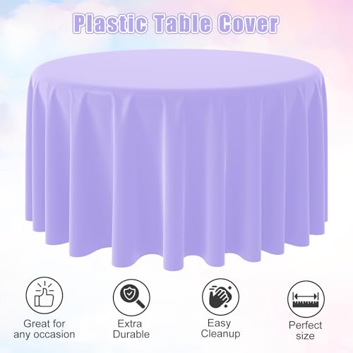 Image of 24Pack Round Pastel Color Tablecloths,Plastic Pastel Rainbow Tablecloth Disposable Round Table Covers for Baby Shower, Wedding,Girls Birthday Party and Ice Cream Party Decoration,6Color, 84 Inch