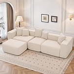 AVAWING 117.3" Boneless Couch, Modular Sectional Sofa with Ottomans,L-shaped Cloud Couch with Deep Seat and Wide Armrest,Corduroy Couch for Living Room Bedroom,Sofa Bed,No Assembly Required,Beige