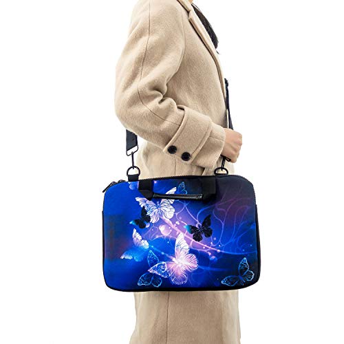 RICHEN 15" Canvas Laptop Shoulder Bag Laptop Netbook Bag,Protective Canvas Carrying Handbag Briefcase Sleeve Case Cover with Side Handle (14-15.6 inch, White Butterflies) - Thumbnail 3