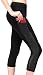 MYoga Women's Yoga Pants Workout Capri Leggings Running Tights w Side Pocket (M, Black)