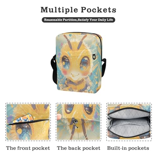 Vintage Multicolor Bee messenger bag cute crossbody bag men Shoulder Handbags Adjustable Strap for Outdoor Daily Travel2