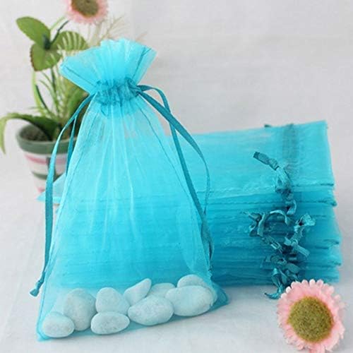 Mokiro 100Pcs Organza Gift Bags Medium 9x12 cm Mesh Jewellery Candy Pouches Wedding Favour Drawstring Mini Bags for Baby Shower Birthday Party Easter